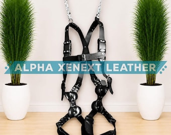 Real Leather Suspension Harness: Adjustable Body Support Strap, Heavy Duty Custom Fit