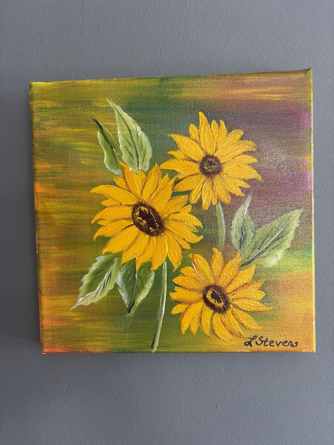 Original Sunflower Acrylic Painting – 8x8 Floral Canvas Art - Etsy