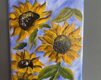 Original Sunflower Acrylic Painting – 5x7 Floral Canvas Art