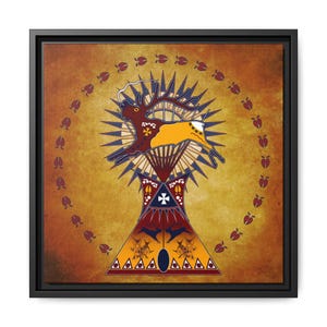 Elk Dreamers Lodge, Canvas Print,Native Art, 8 sizes, Lakota, Portion Donated, MMIW,Native Hope,Matte Canvas,Framed (Black)