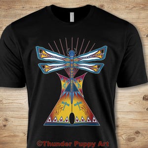 Native American T-shirt, Dragonfly Lodge,Tipi, Portion Donated, MMIW, Native Hope, Parfleche Design, Lakota,Unisex Short Sleeve Tee