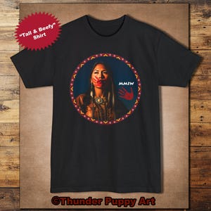 Portion donnée ! Chemise MMIW, Chemise No More Stolen Sister, Chemise autochtone, Main rouge autochtone, Chemise de sensibilisation MMIW, Tall Beefy-T® Shirt unisexe