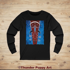 Ghost Dance Elk Long Sleeve Tee, Sioux, Lakota, Native Gift, pow wow, Ledger Art, Plains Indian