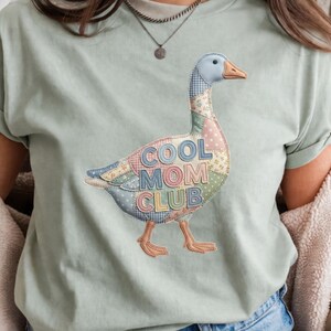Camiseta Cool Mom Club Goose, Camiseta Patchwork Mama, Regalo Divertido para Mamá, Camiseta del Día de la Madre, Camiseta Gráfica Estilo Quilt Vintage