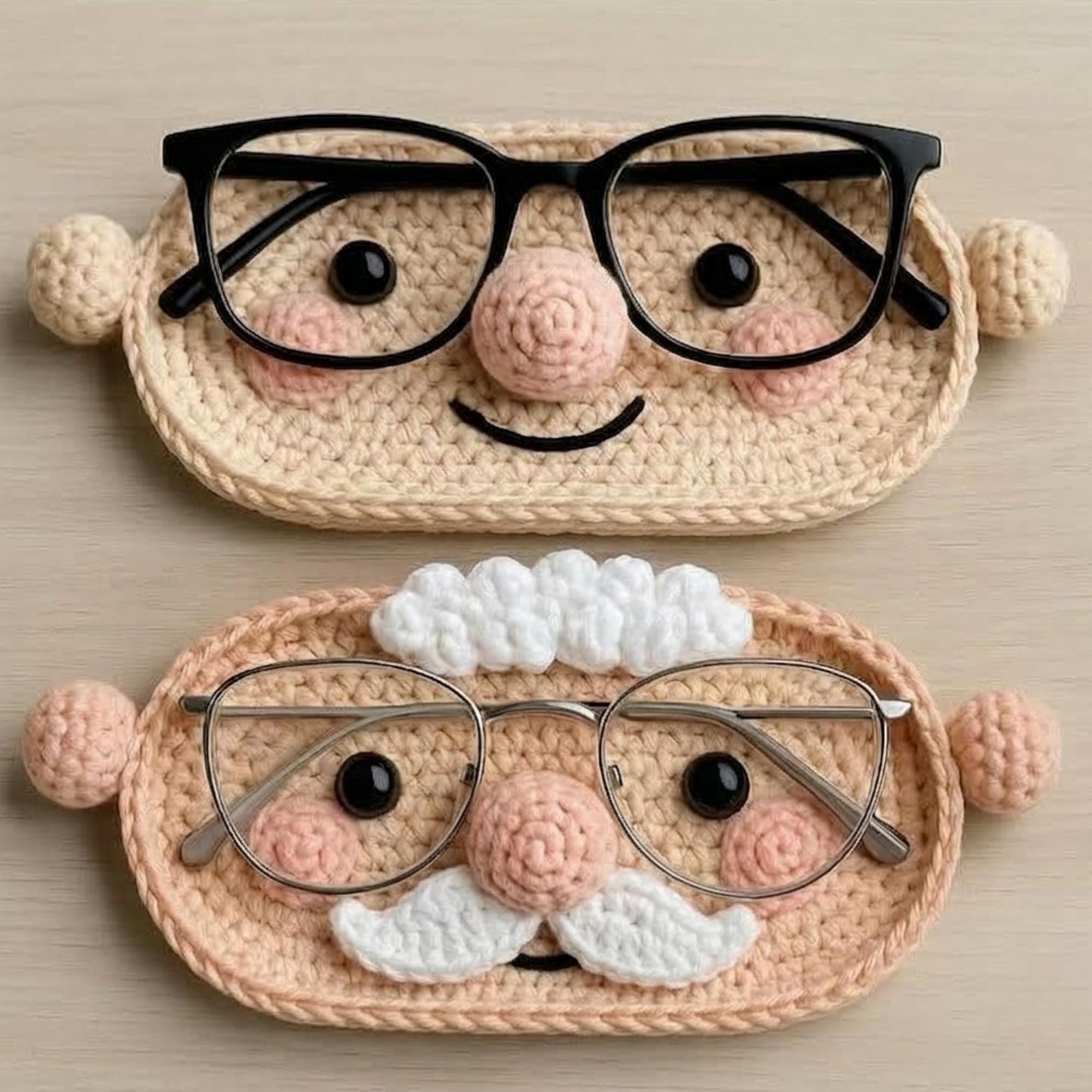 35 Funny Crochet Patterns to Add a Playful Twist to Your Next Project 17 Crochet Glasses Holder