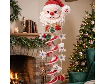 Christmas Santa Baby Mobile Crochet Pattern PDF | Amigurumi Crib Mobile | Nursery Decor | Holiday Hanging Mobile