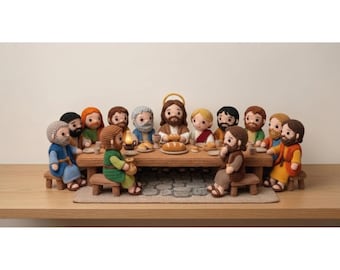 Jesus Christus Amigurumi Häkelanleitung PDF, Letztes Abendmahl Set, Jesus und 12 Anhänger Häkelanleitung, Tischbrot Zubehör