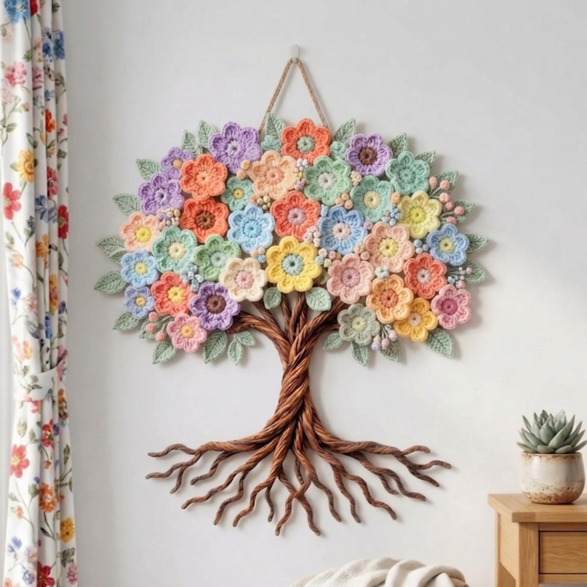 3D Floral Tree of Life Wall Hanging Pattern