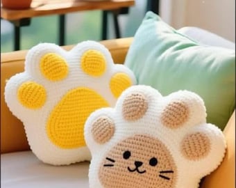 Katzenpfote Kissen Häkelanleitung, PDF, Katzenpfote Plüschtier, Katzenpfote, häkeln, Geschenk Baby, Amigurumi häkeln