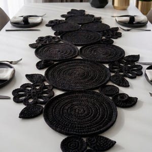 Patrón de camino de mesa de ganchillo estilo boho, decoración de mesa con mandala floral, camino de mesa de comedor moderno para hacer tú mismo, patrón grueso en PDF.