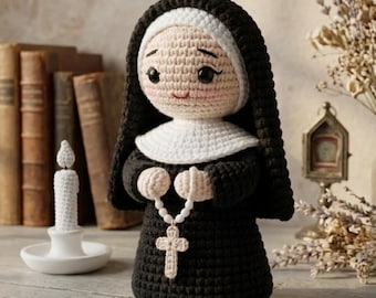 Nonne Häkelanleitung PDF, Amigurumi Nonne Spielzeug, Religiöse Puppe Häkelanleitung, Katholische Geschenk, Handgemachte Puppe DIY Anleitung, Süße Nonne Plüsch