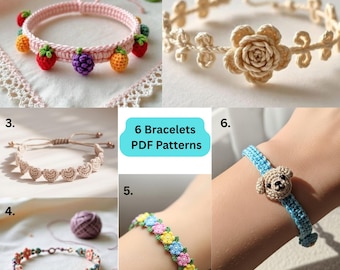 Häkelarmband Muster, 6 Muster, gehäkelte Armbänder, Sommerschmuck, Freundschaftsarmband PDF