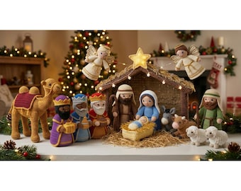 Crochet Nativity Set Pattern PDF, Christmas Amigurumi Nativity Scene, Mary Joseph Baby Jesus Wise Men Angels Pattern