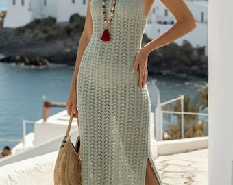 Häkelkleid Muster, Neckholder Maxi Kleid Muster, Sommerkleid PDF, Boho Strandkleid Muster, Kleid mit offenem Rücken