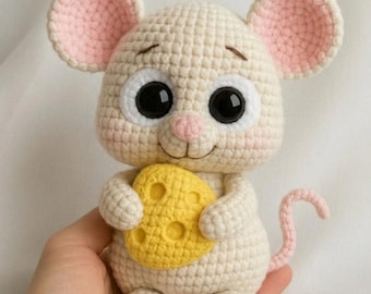 Maus Amigurumi Häkelanleitung, Käse Maus Plüschtier, niedliches Anfänger DIY Geschenk, Plüschtier Anleitung digitaler Download