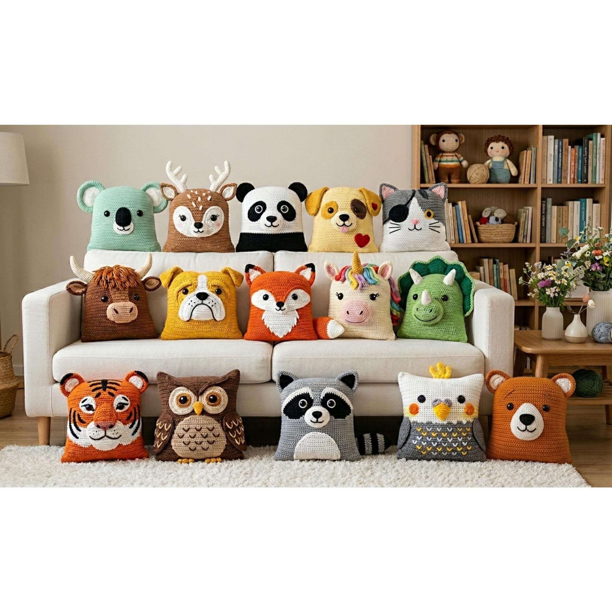 15 Animal Baby Pillow Crochet Pattern Bundle Amigurumi