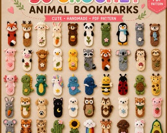 50 Crochet Animal Bookmark Patterns: Amigurumi PDF Bundle (Instant Download)