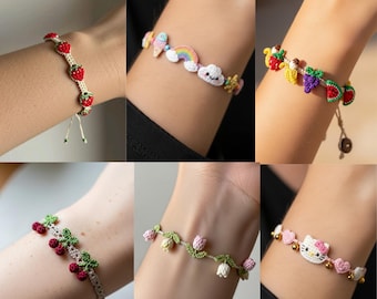 Häkelarmband Muster, 6 Muster, gehäkelte Armbänder, Sommerschmuck, Freundschaftsarmband PDF