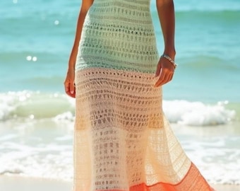 Häkelkleid Maxikleid PDF, Boho Beach Dress Pattern, Sommer Spitzenkleid Pattern, Größenverstellbar, Festival Outfit, Häkelkleid