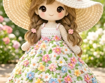 Amigurumi Puppe Häkelanleitung PDF | Einfache Anleitung für niedliche Blumenmädchen-Kleider (PDF-Download)