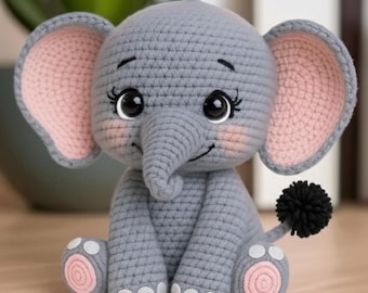 Einfacher Baby Elefant Amigurumi Häkelanleitung, PDF, Kawaii Häkelanleitung, Anfängerfreundliches Kinderzimmer Geschenk, 7 Seiten Digitaler Download