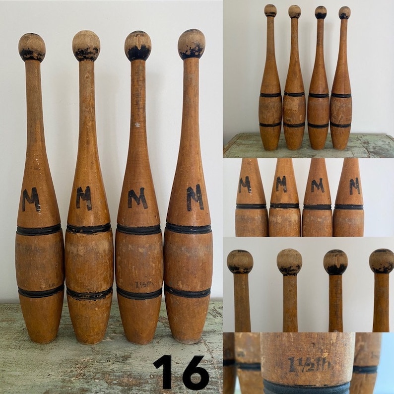 Vintage Antique Wooden Juggling Pins Circus Indian Clubs Etsy