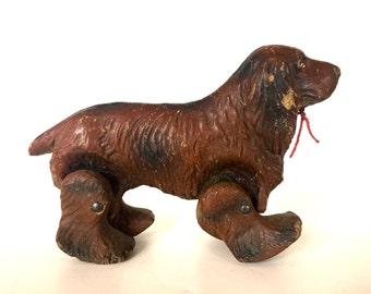 Vintage articulated dog / pull toy