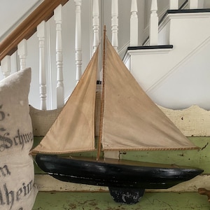 Vintage Pond Yacht Model Sail Boat Display / Very Large - Etsy