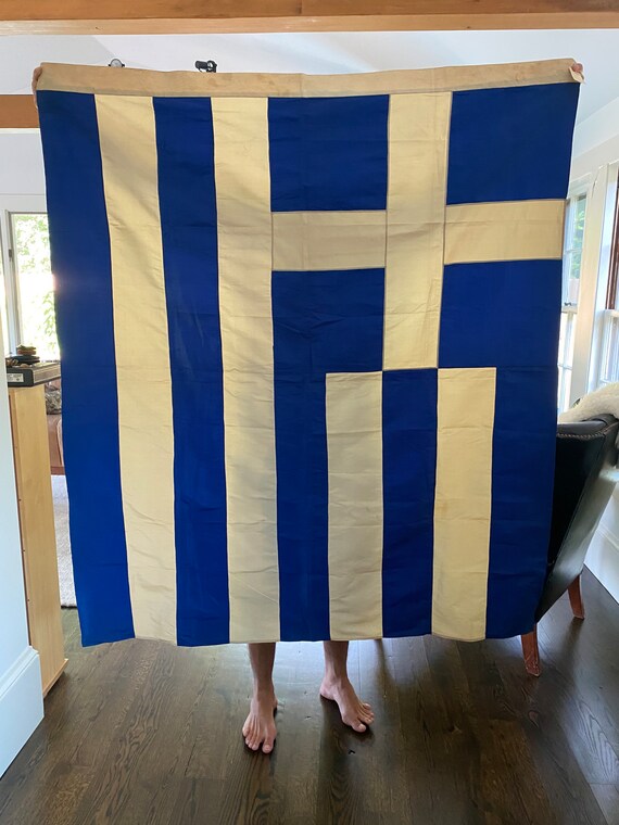 Vintage Flag / Silk / Greece / Grece Flag Etsy