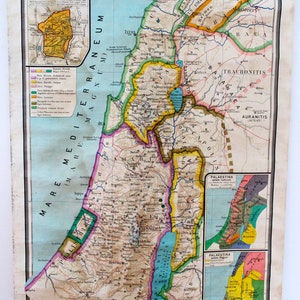 Vintage Linen Backed Ancient Palestine Map - Etsy