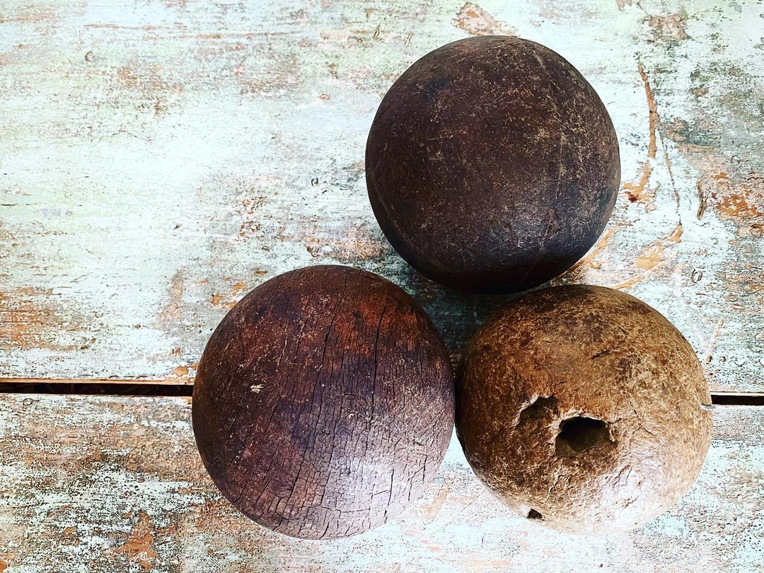 Antique Bocce Ball or Lawn Bowling Ball Set of 3 Bowl Etsy