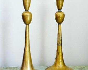 Vintage Brass Candle Holder / Pair