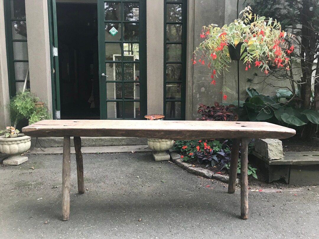 Vintage Rustic Console Table / Butcher Block - Etsy