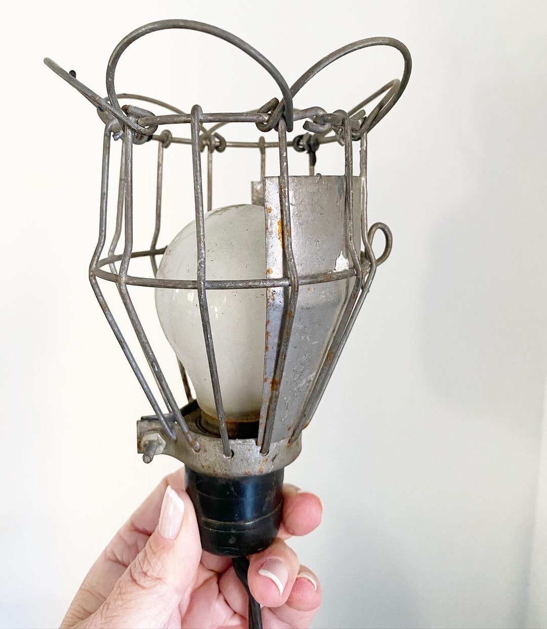 Vintage Industrial Light Bulb Cage Etsy