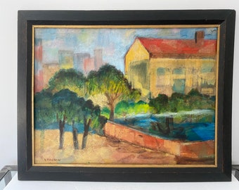 Mid century modern painting signed by the artist