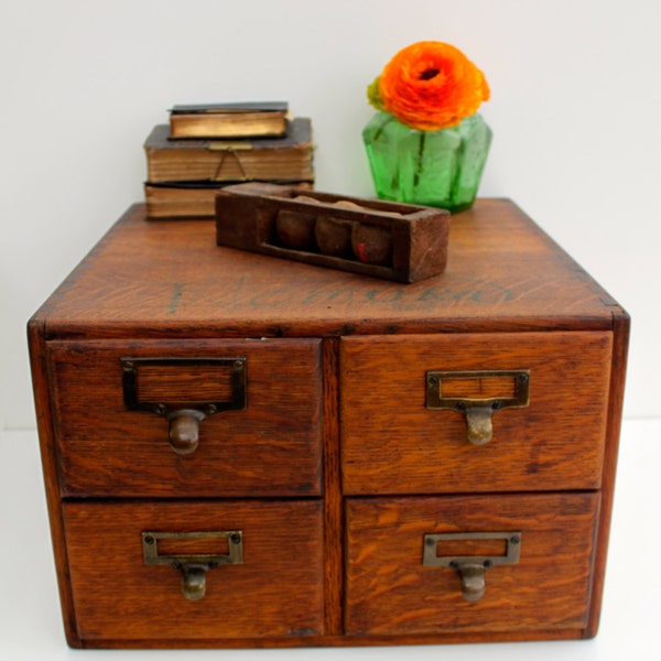 Antique oak file cabinet - 4 drawers