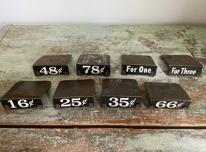 Vintage Metal Price Tag Holder: General Store Display image 4