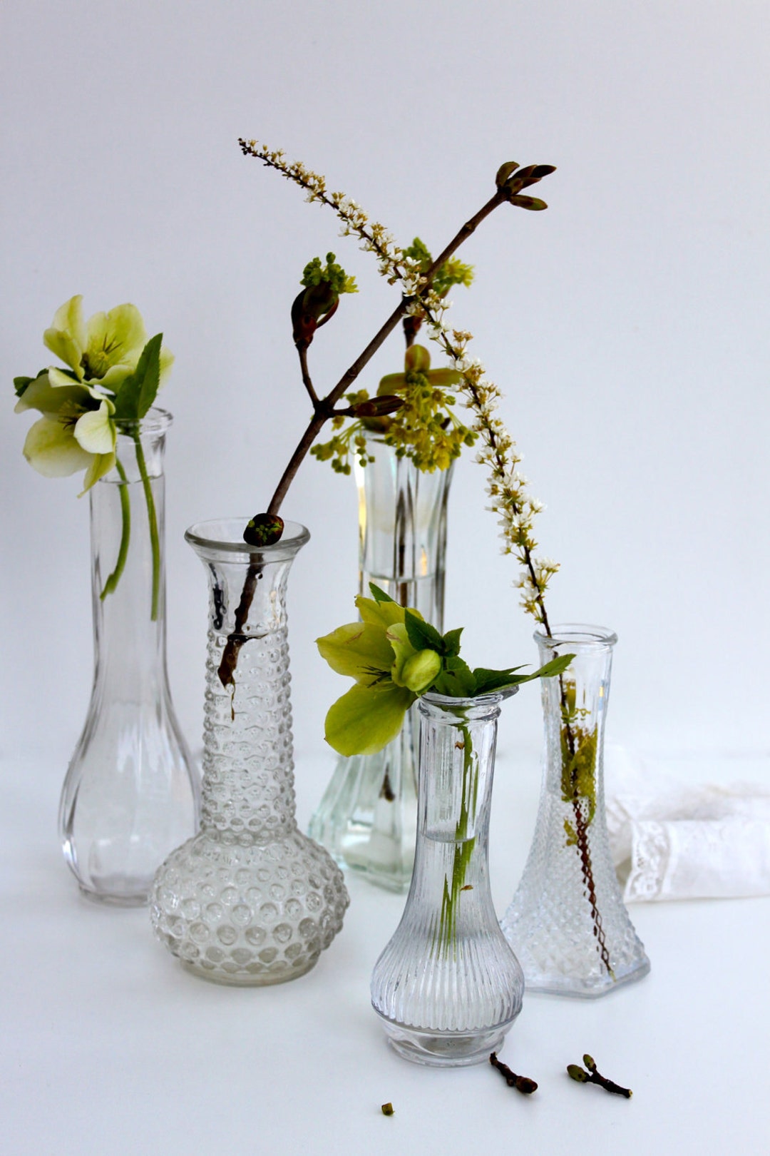 Set of 5 Clear Glass Vases to Show Your Spring Buds - Etsy