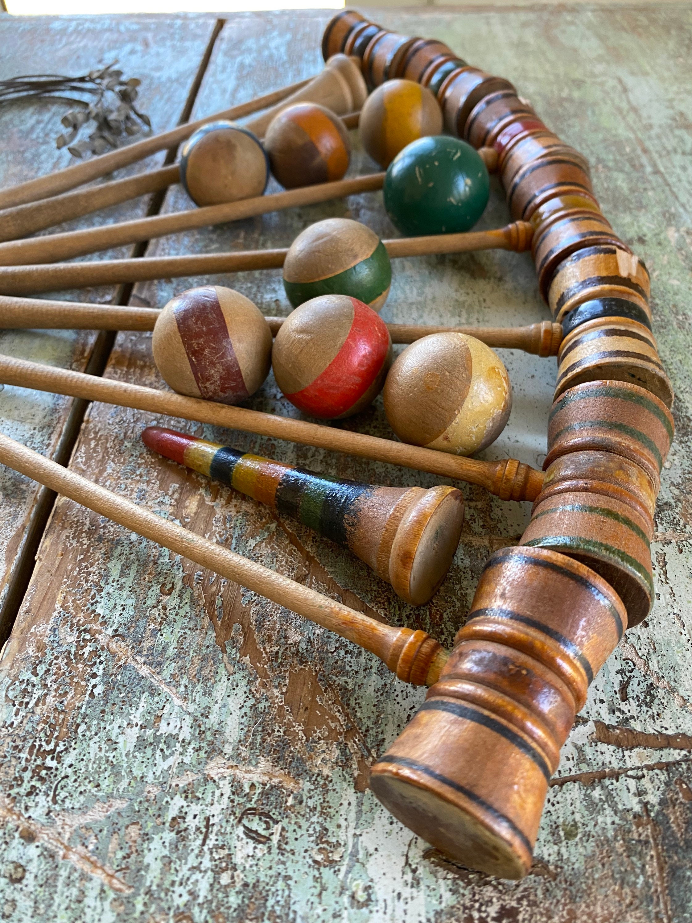 Antique / Vintage miniature croquet set / Table top croquet Etsy