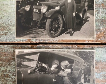 Antique Car Photography: Set of 2 Vintage Auto Photos