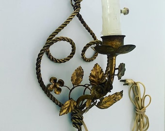 Vintage one arm Tole electrical wall  sconce