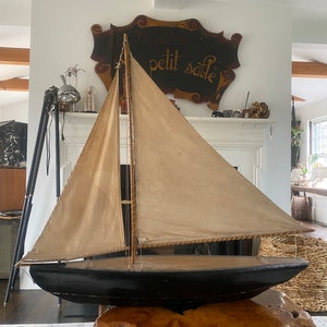 Vintage Pond Yacht Model Sail Boat Display / Very Large - Etsy