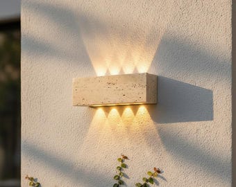 Wabi-Sabi Stone LED Wall Sconce, Modern Indoor Outdoor Lighting