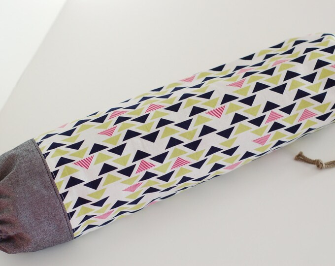 Fabric Plastic Bag Holder / Grocery Bag Holder / Navy Green Pink