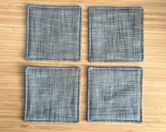 Cotton Fabric Coasters: Textured Gray, Set of 4