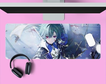 Anime RGB LED Large Mouse Pad,Genshin Impact Lohen Mouse Pad: Anime Gaming Desk Mat.