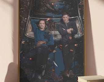 Supernatural Poster - Sam & Dean Winchester Impala Wall Art, SPN Family TV Show Print, Hunter's Heritage Mystery Decor