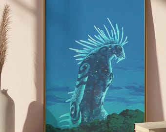 Princess Mononoke Forest Spirit Poster - Aesthetic Studio Ghibli Wall Art, Great Forest Spirit Nightwalker Print, Anime Fantasy Decor