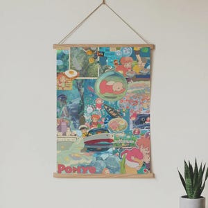 Estetisk Ponyo Collage Poster - Studio Ghibli Väggkonst, Söt Anime Filmscen Tryck, Modern Barnrumsinredning bild 4