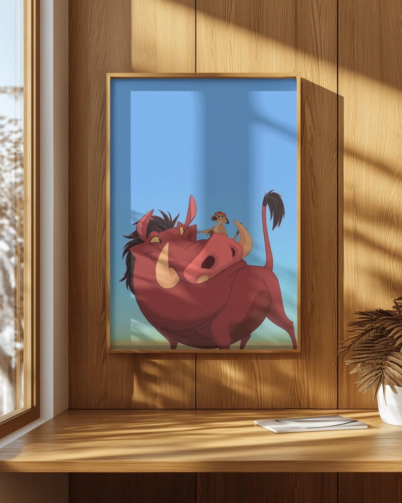 Timon Back Timon and Pumbaa Poster - Aesthetic Lion King Wall Art, Modern Disney ...